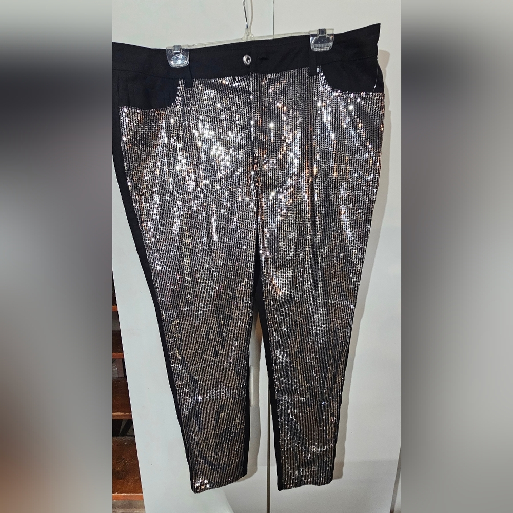 Ashley Stewart Silver Sequin Pants
